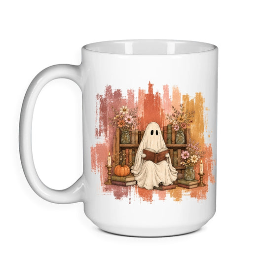 Haunted Library Ghost - Halloween Bookish Mug