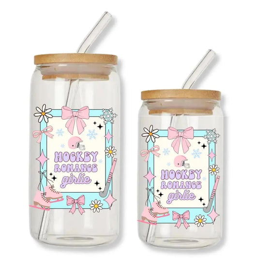 Hockey Romance Girlie Cup 16 oz. or 20 oz. Glass Can