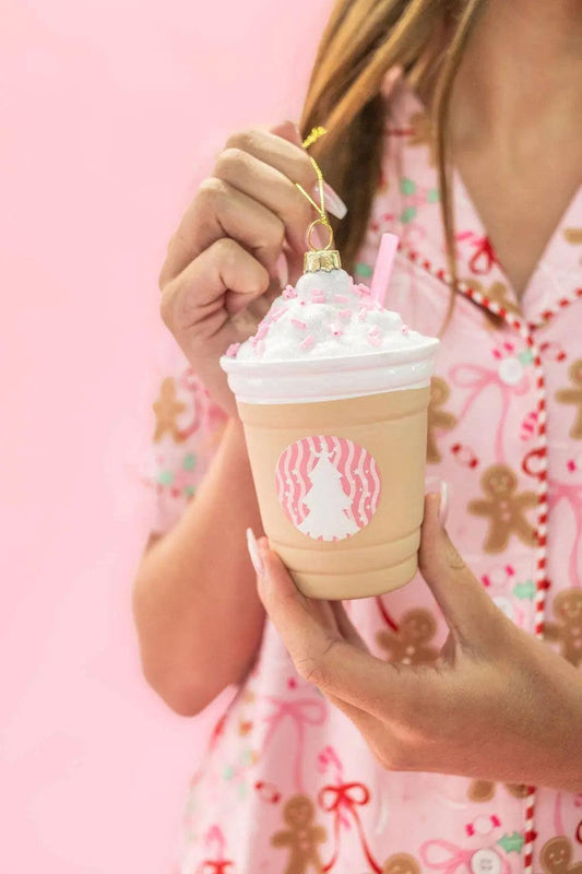 Iced Coffee Drink Pink Christmas Ornament