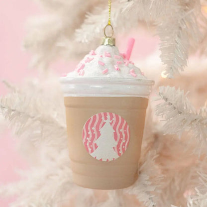 Iced Coffee Drink Pink Christmas Ornament Rock Paper Scissors