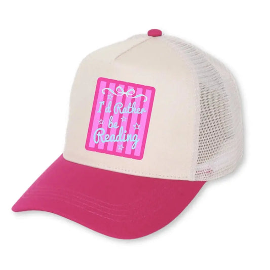 I'd Rather Be Reading Hat Pink Stripes
