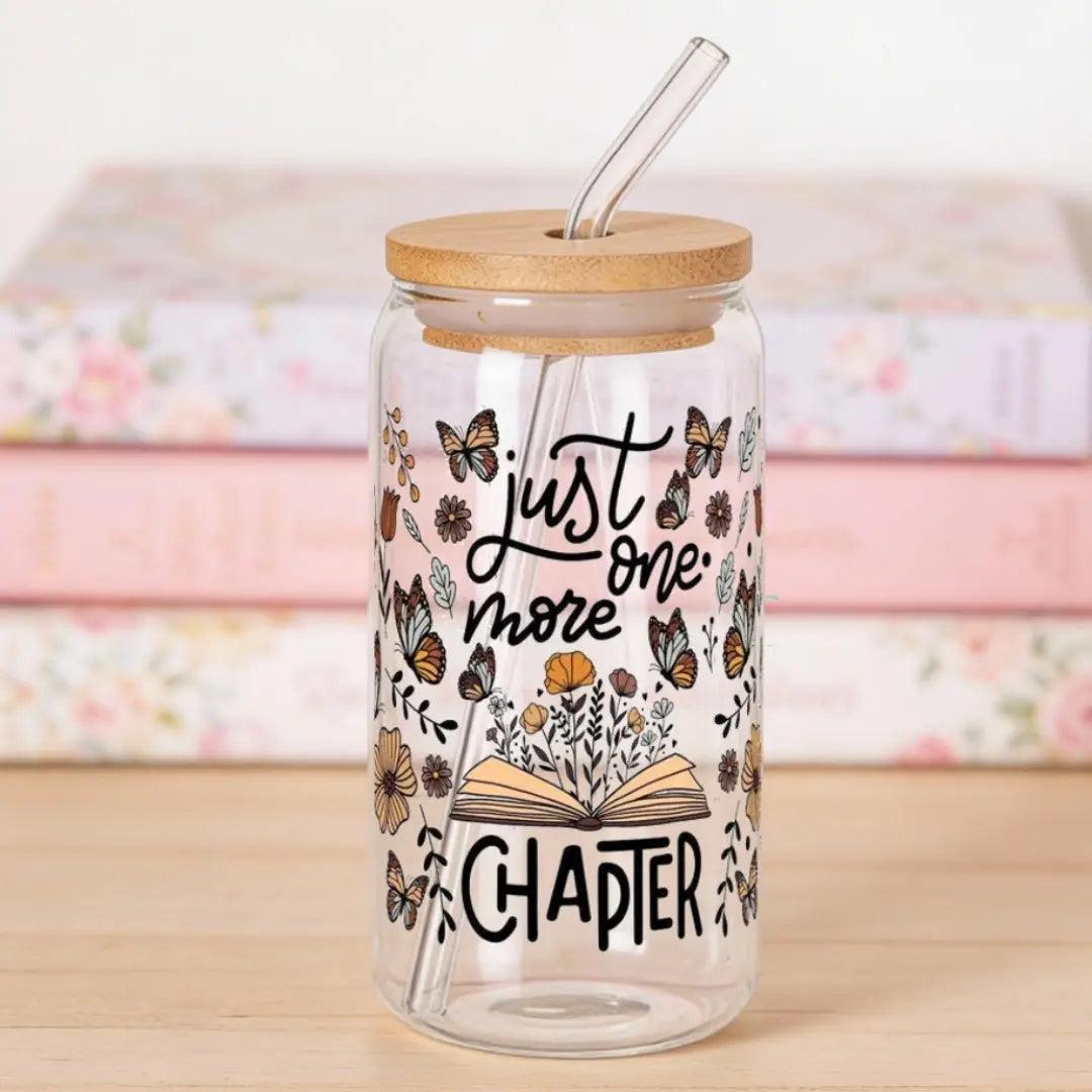 Just One More Chapter Bookish Butterflies 16 oz. or 20 oz. Glass Can Cup
