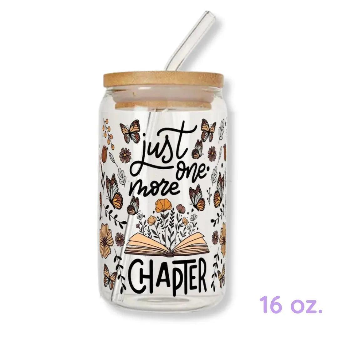 Just One More Chapter Bookish Butterflies 16 oz. or 20 oz. Glass Can Cup