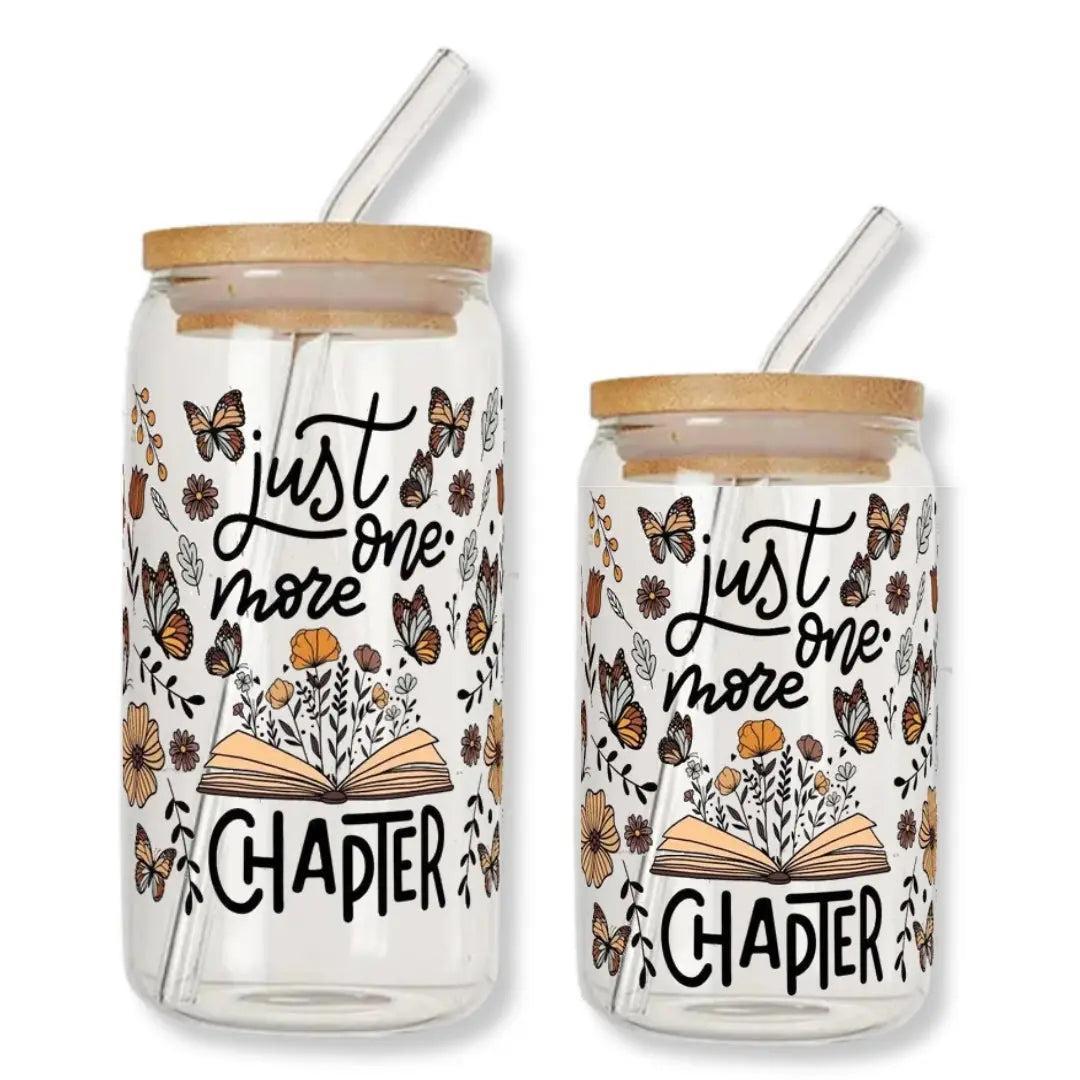 Just One More Chapter Bookish Butterflies 16 oz. or 20 oz. Glass Can Cup