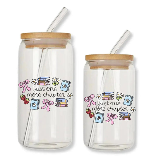 Just One More Chapter Cup Doodles 16 oz. or 20 oz. Glass Can