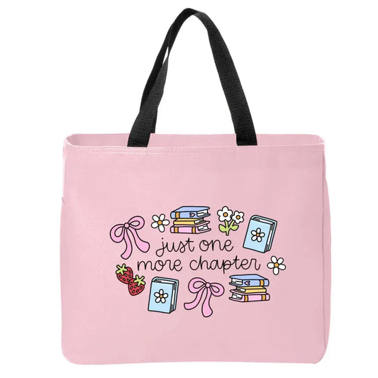 Just One More Chapter Doodles Tote Bag for Book Lovers
