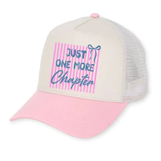 Just One More Chapter Hat Pink Stripes