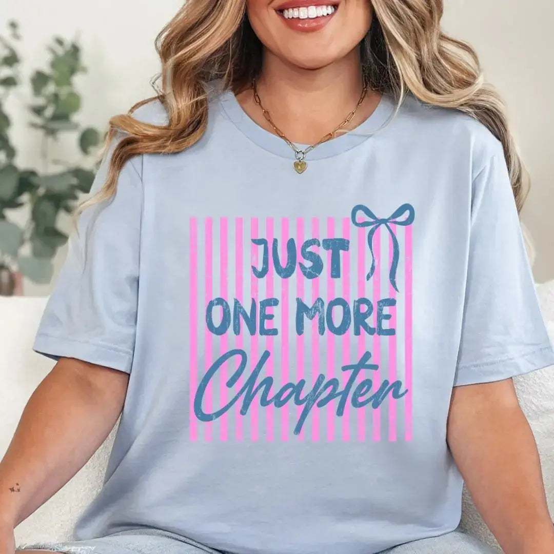 Just One More Chapter Pink Stripes T-Shirt