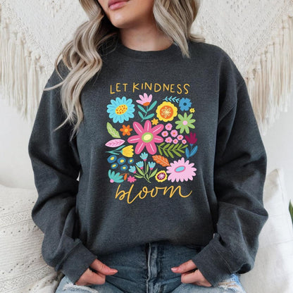 Let Kindness Bloom Black Crewneck Sweatshirt