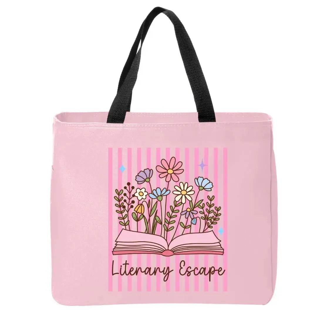 Literary Escape Stripes Book Tote Bag
