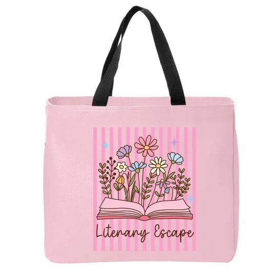 Literary Escape Stripes Book Tote Bag