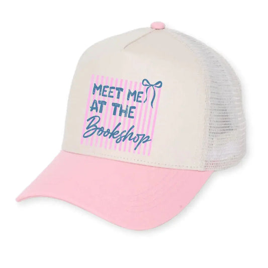 Meet Me at the Bookshop Hat Pink Stripes