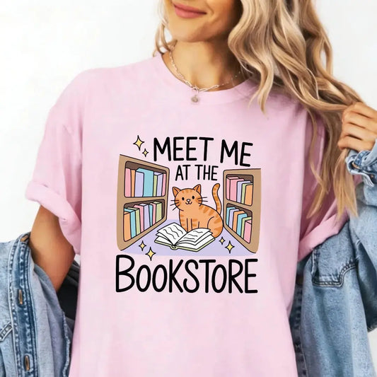 Meet Me at the Bookstore T-Shirt Cat
