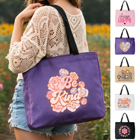 Positivity Floral Tote Bags