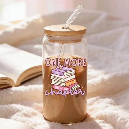One More Chapter Bookish Cup 16 oz. or 20 oz. Glass Can