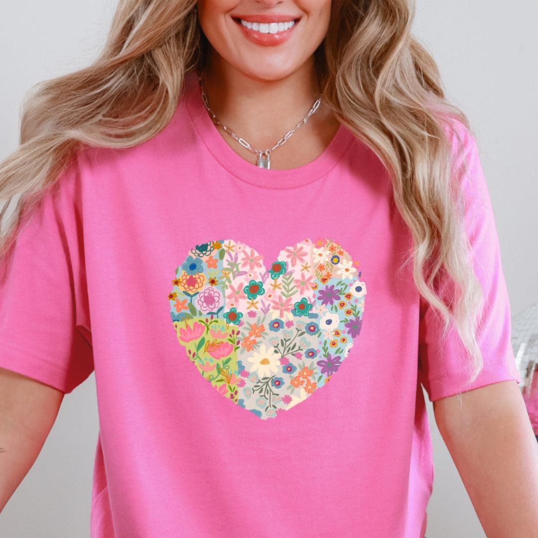 Pastel Floral Heart T-Shirt