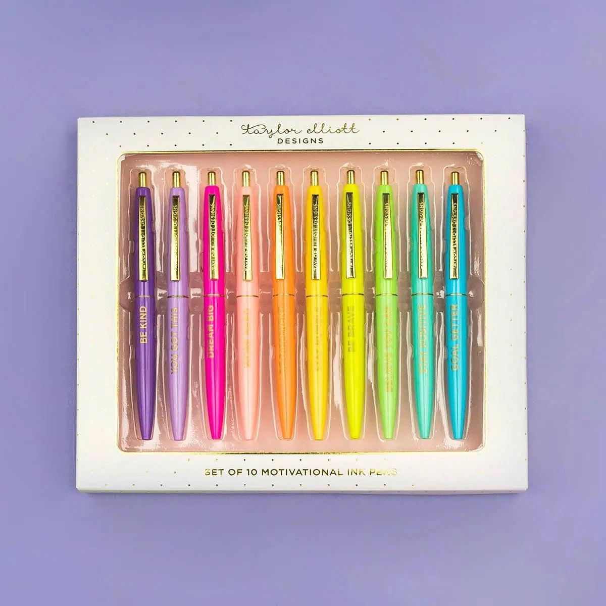 Pen Set - Motivational - Asst Colors - 10 Piece Set
