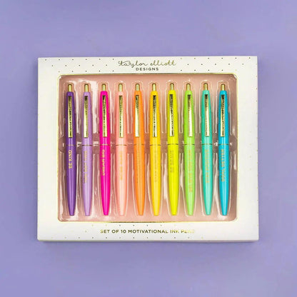 Pen Set - Motivational - Asst Colors - 10 Piece Set