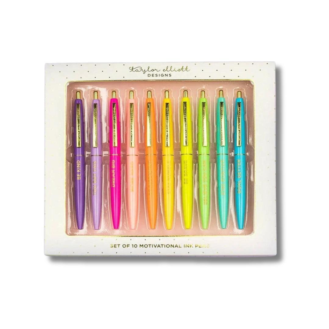 Pen Set - Motivational - Asst Colors - 10 Piece Set Taylor Elliott Designs