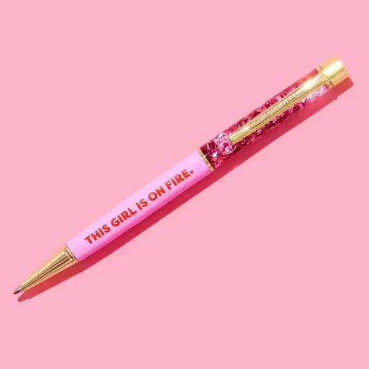 Pen - "This Girl is on Fire" -Pink w/Pink Confetti