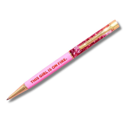 Pen - "This Girl is on Fire" -Pink w/Pink Confetti Taylor Elliott Designs