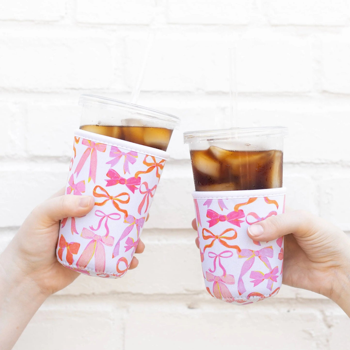 Pink Bows Drink Sleeve | Iced Coffee Drink Cover