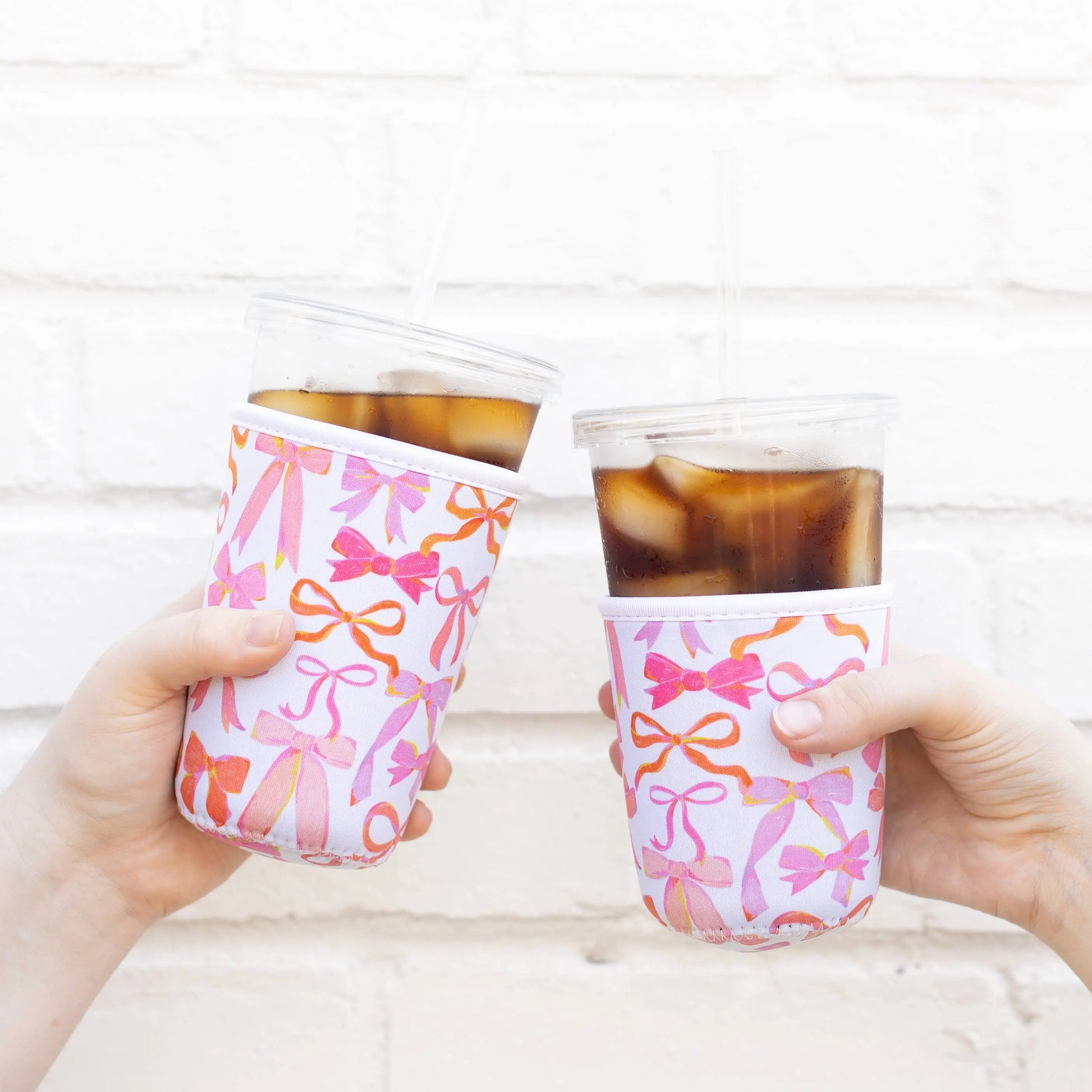 Pink Bows Drink Sleeve | Iced Coffee Drink Cover