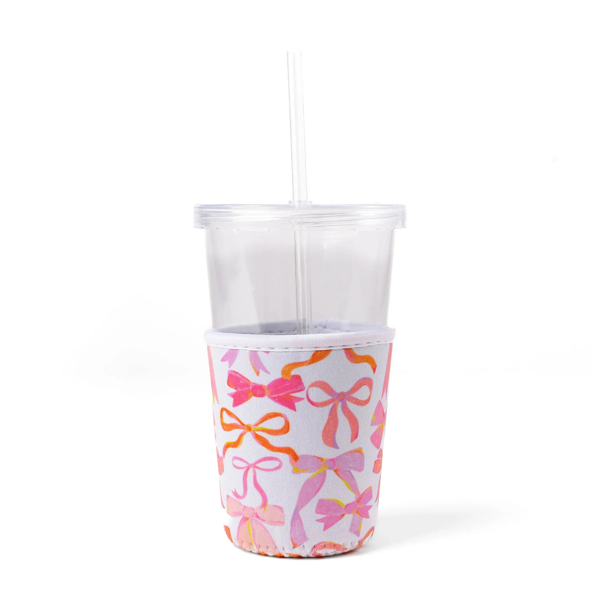 Pink Bows Neoprene Drink Sleeve | Iced Coffee Drink Cover