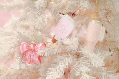 Pink Glittered Trendy Tumbler Christmas Ornament - Pink Glitter Cup