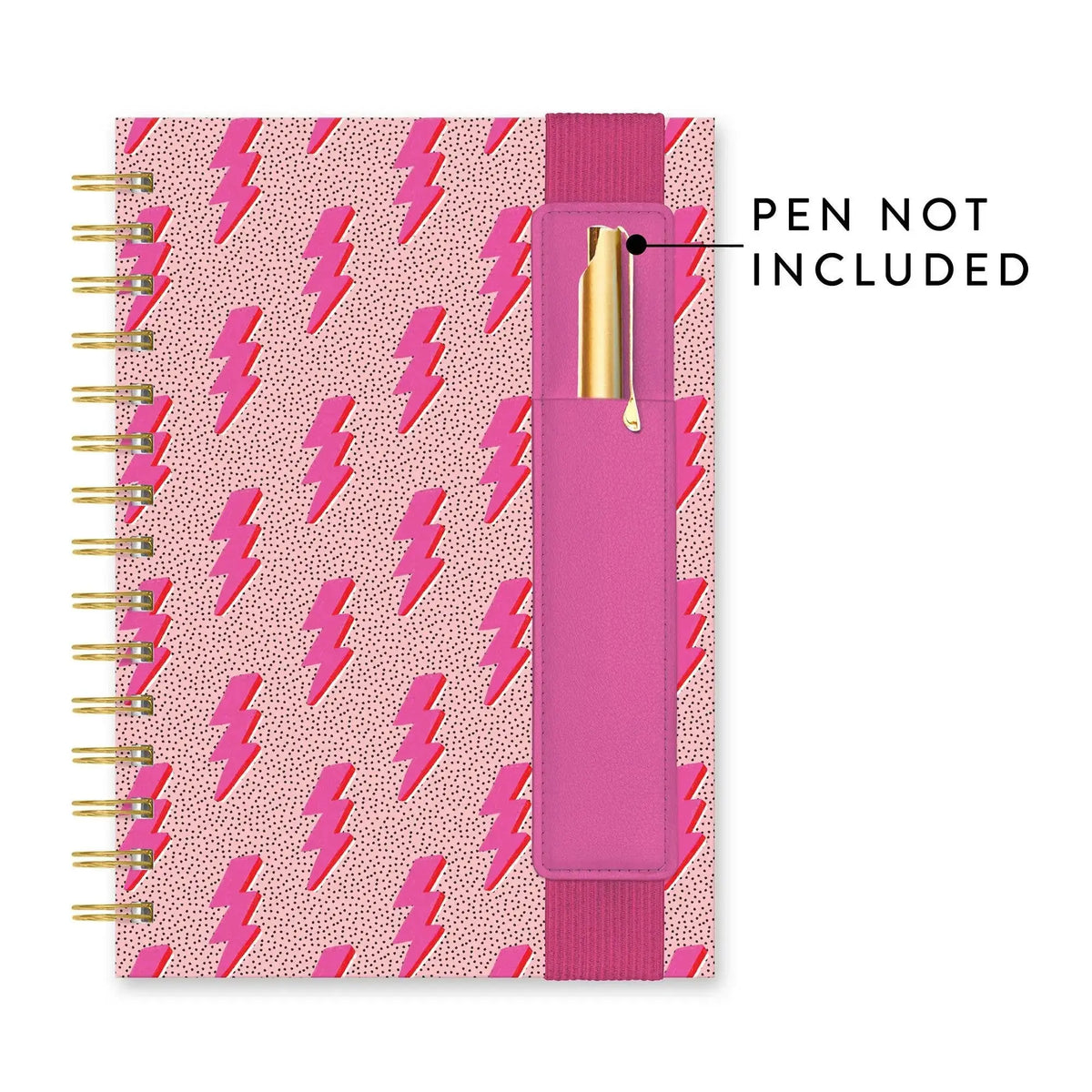 Pink Lightening Bolt Notebook with Pen Pocket