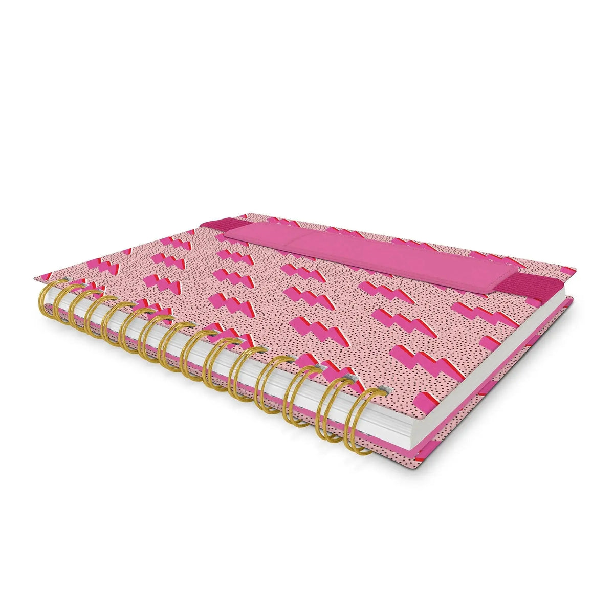 Pink Lightening Bolt Notebook with Pen Pocket