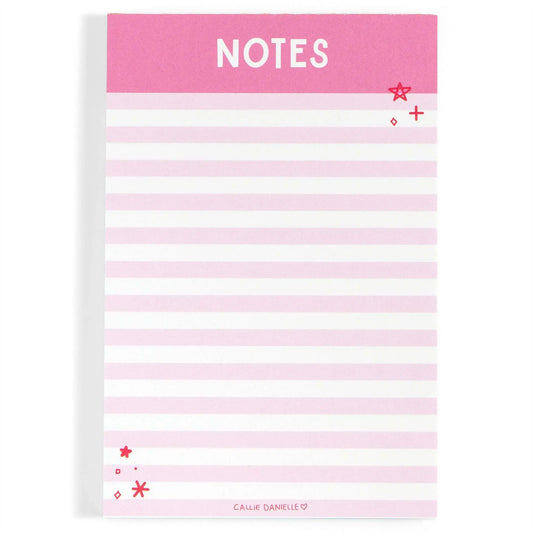 Pink Striped NOTES 4x6 Notepad Callie Danielle