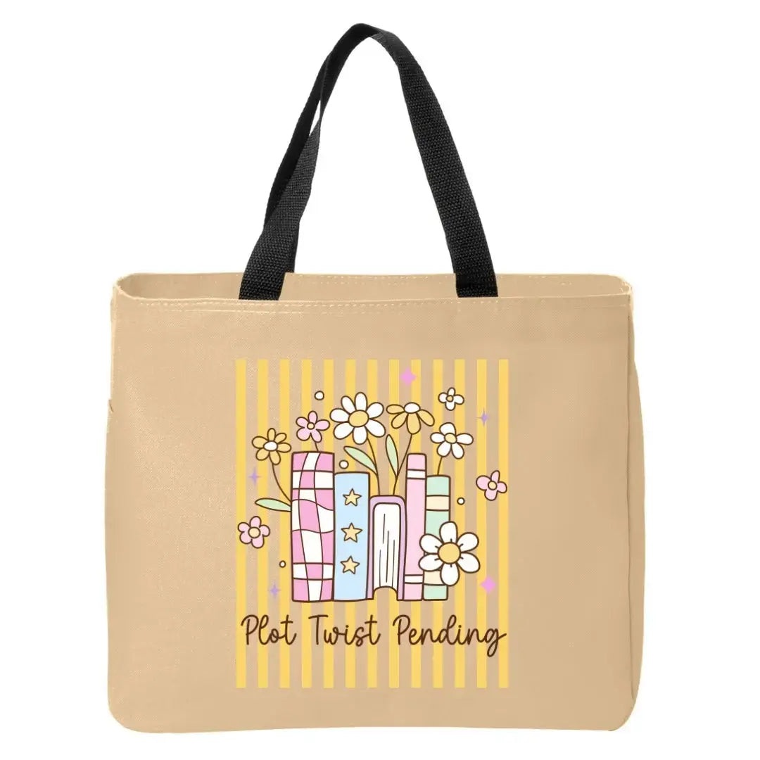 Plot Twist Pending Striped Bookish Tote Bag