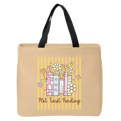 Plot Twist Pending Striped Bookish Tote Bag
