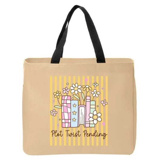 Plot Twist Pending Striped Bookish Tote Bag