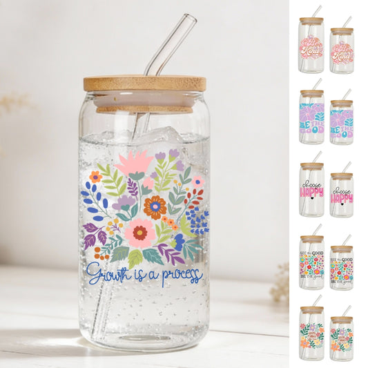 Positivity Floral Glass Cups