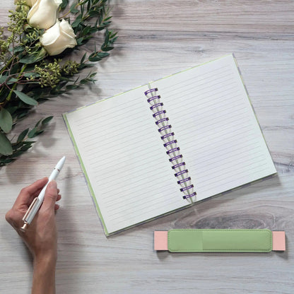 Purple Checkered Notebook with Pen Pocket
