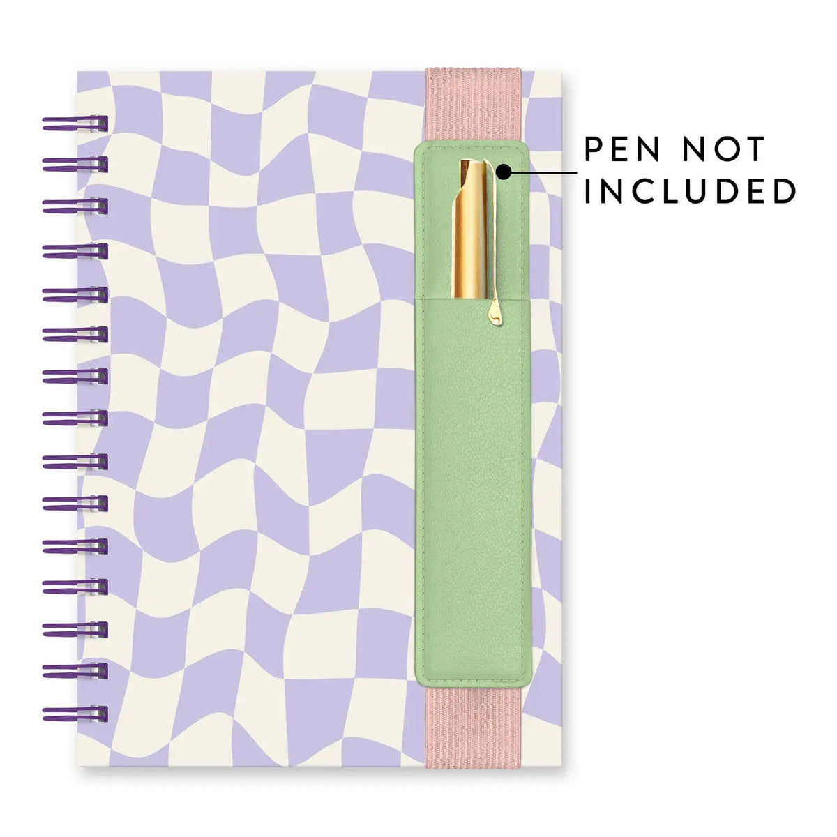 Purple Checkered Notebook with Pen Pocket