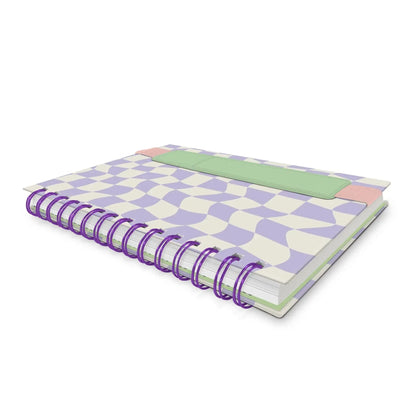 Purple Checkered Notebook with Pen Pocket