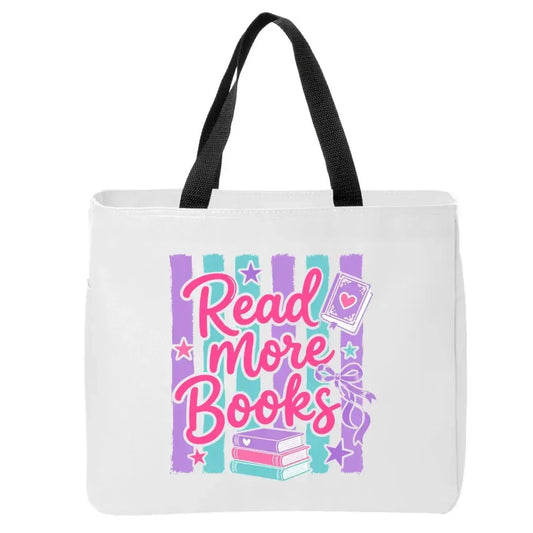 Read More Books Tote Bag Pink with Purple Stripes