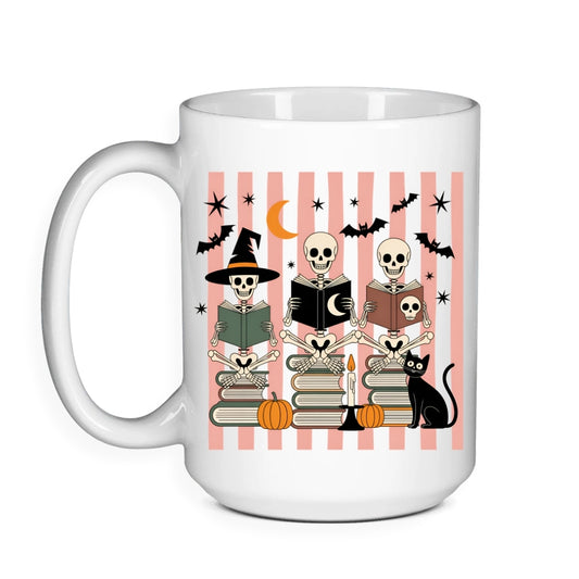 Reading Skeletons - Halloween Bookish Mug
