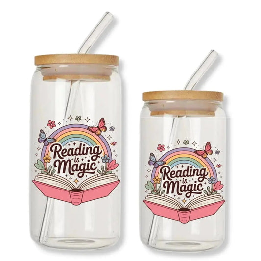 Reading is Magic Cup 16 oz. or 20 oz. Glass Can