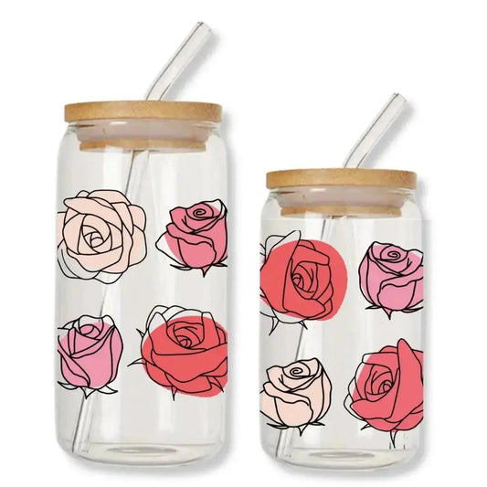 Rose Cup 16 oz. or 20 oz. Glass Can