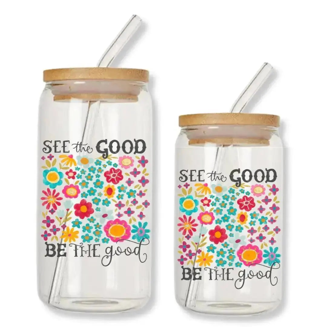 See the Good Be the Good Cup Can Glass Tumbler with Bamboo Lid & Straw