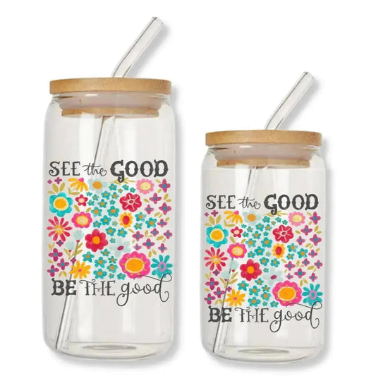 See the Good Be the Good Cup Can Glass Tumbler with Bamboo Lid & Straw