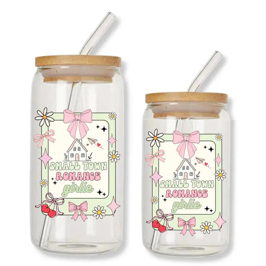 Small Town Romance Girlie Cup 16 oz. or 20 oz. Glass Can