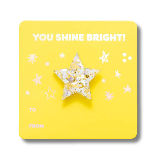 Star Pin + You Shine Bright Affirmation Gift Card - Pearl Confetti Taylor Elliott Designs