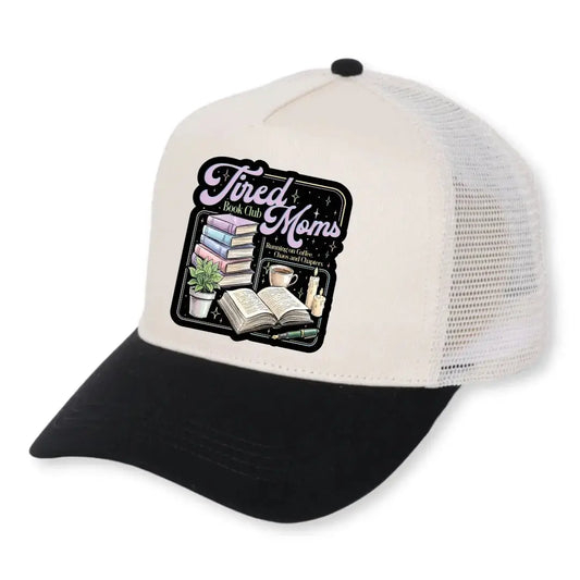 Tired Moms Book Club Hat Running on Coffee, Chaos & Chapters