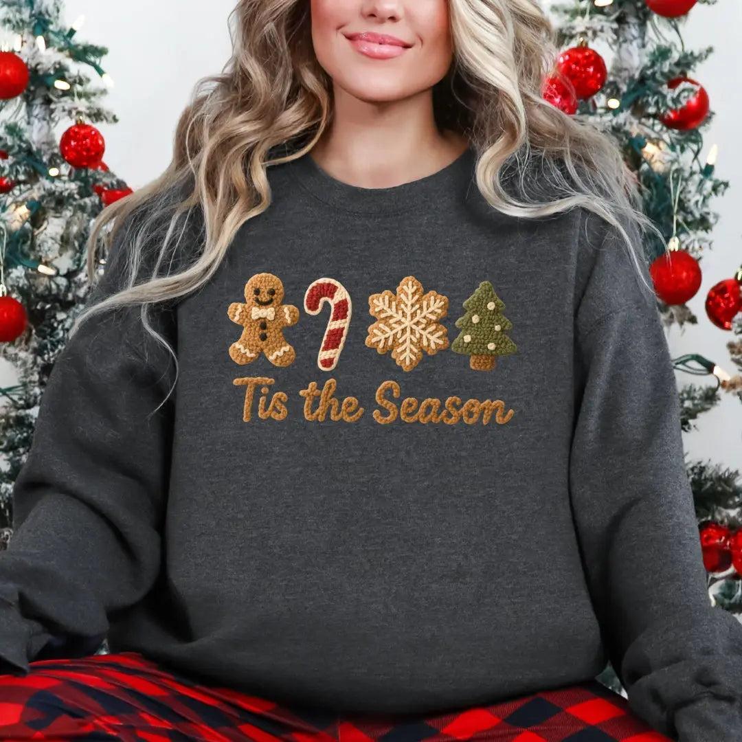 Tis the Season Christmas Sweatshirt - Faux Yarn