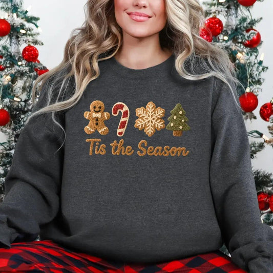 Tis the Season Christmas Sweatshirt - Faux Yarn